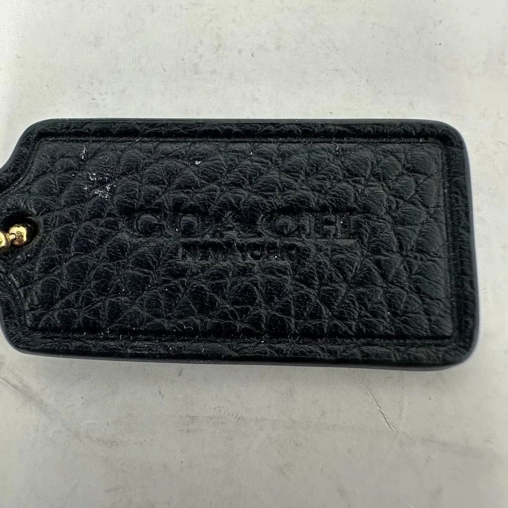 Coach Hangtag Unisex OS Black Leather Replacement Bag Charm Gold Chain